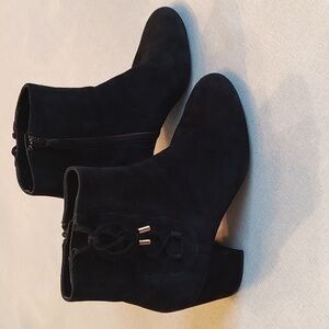 Cole Haan Black Suede Heeled Booties